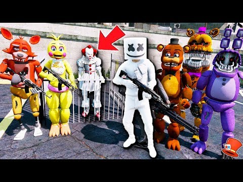 ANIMATRONICS & MARSHMELLO PUT PENNYWISE CLOWN IT IN JAIL! (GTA 5 Mods FNAF Kids RedHatter) - UCdZoVLv1XHLLLJTSNcifuDQ