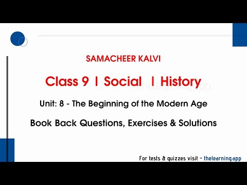 The Beginning of the  Modern Age Exercises | Unit 8 | Class 9 | History | Social | Samacheer Kalvi