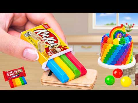 Amazing Rainbow KITKAT Cake | How To Make Tasty Miniature KitKat Chocolate Cake