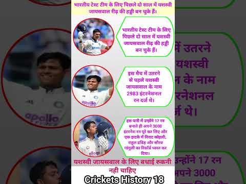 भारतीय टेस्ट टीम के लिए पिछले दो साल में यशस्वी जायसवाल रीढ़ की हड्डी बन चुके हैं ₹#cricket #shorts
