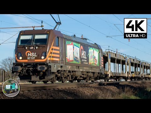 [4K] HSL 187 537 with BLG car train passes Dedensen/Gümmer!