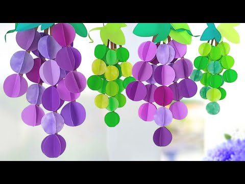 【簡単✨折り紙】立体🍇ぶどうの作り方🍇【秋の壁面飾り】シャインマスカットも✨DIY. How to make paper grapes. muscat.