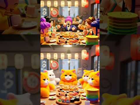 A Cat Imitates Demon Hunters Eating Sushi #cats #roblox #sushi #demonhunters #cat