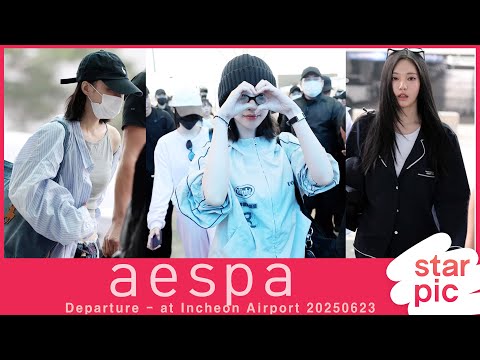 에스파 &#39;러블리 굿모닝인사!&#39; [STARPIC] / aespa Departure - at Gimpo Airport 20250623