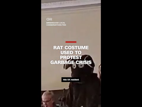 Rat costume used to protest mounting garbage crisis in UK