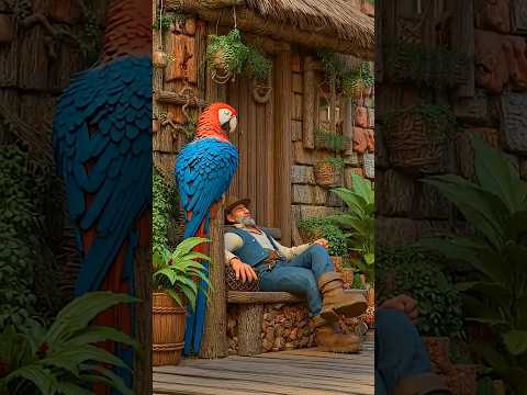 आदमी 🧑🏻‍🌾और तोते 🦜का जंगल में घर । Man and parrot make cottage in jungle. #shorts #nature