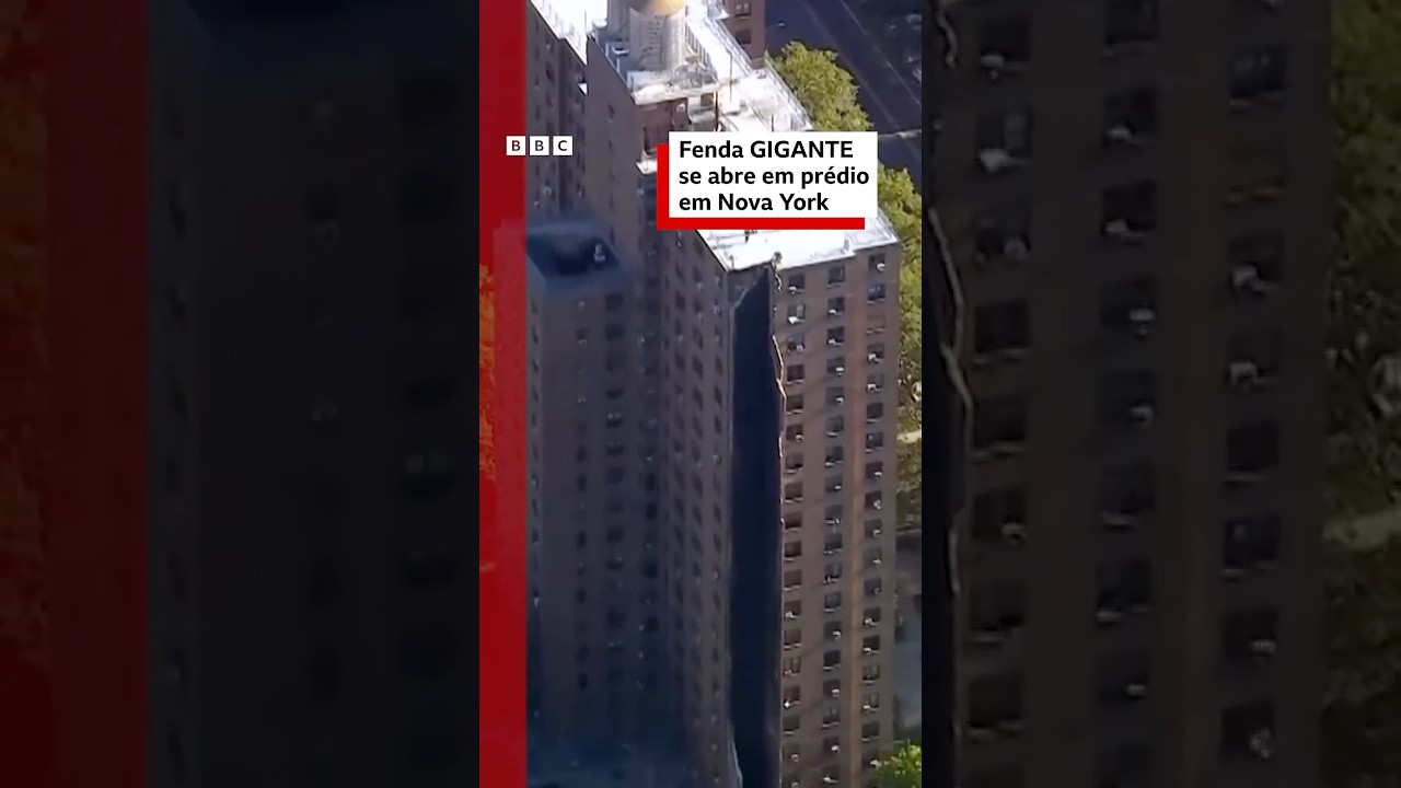 🏢🇺🇸 Fenda gigante se abre em prédio em Nova York