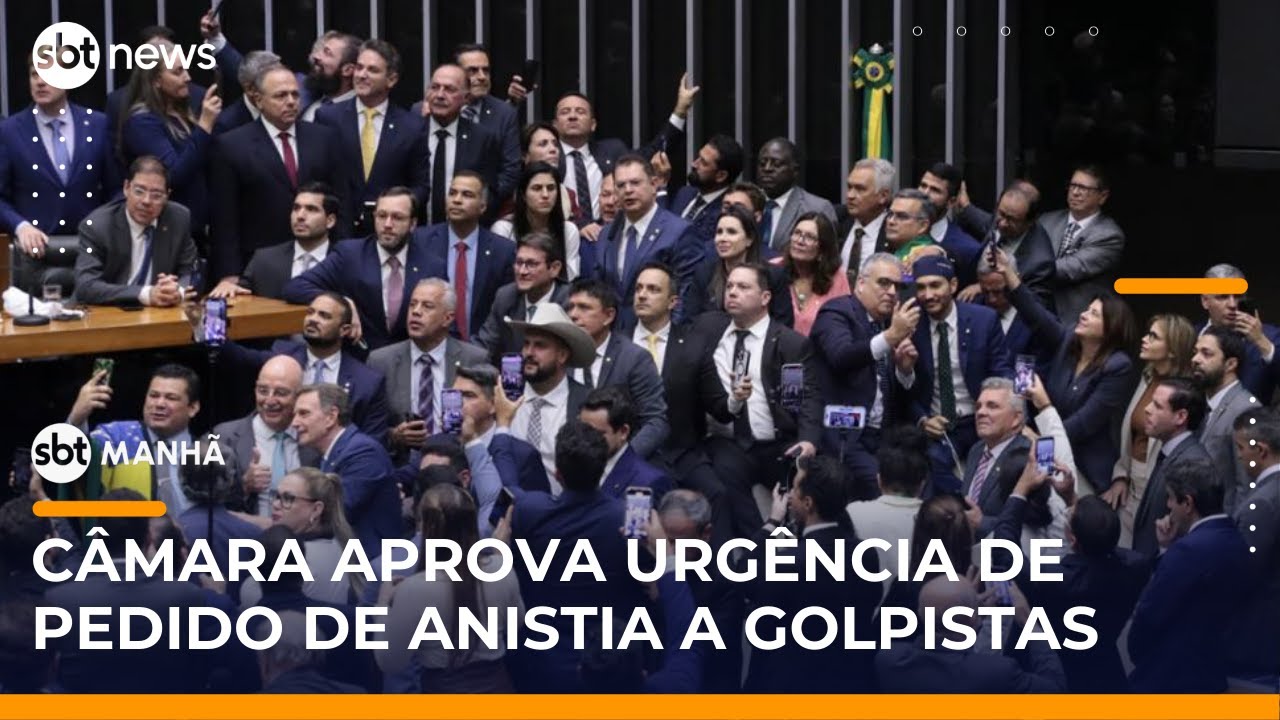 SBT Notícias: Câmara aprova urgência do PL da anistia sem texto definido