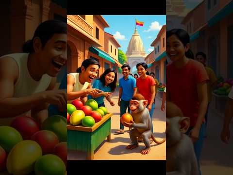 BANDAR NE UTHA LIYA NIMBU 🤣🤣#ytshorts #shortsfeed #aianimation #aistory