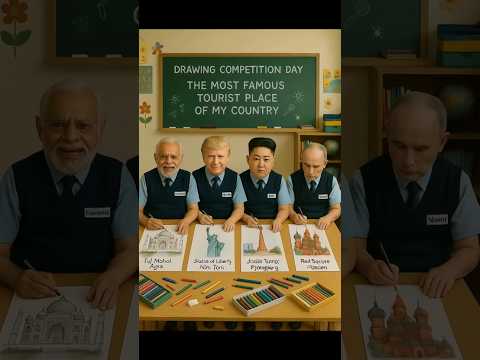Drawing Competition Day 🎨 | Modi, Trump, Kim and Putin Compete 😂 | #funny #modi #shorts #ai #viral