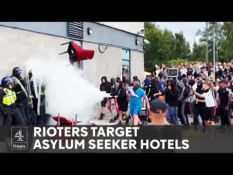 Rioters attack hotel housing asylum seekers amid far-right violence