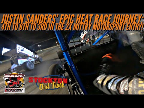 Rollercoaster heat race for Justin Sanders 4th to 8th, then back up to 3rd NARC Stockton Dirt Track - dirt track racing video image