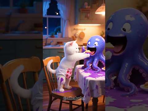 Octopus के लिए Special Cake बना लाई Billi 😺🎂 #ai #cat #octopus #shorts