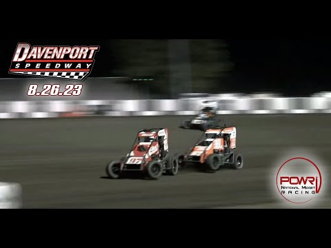 8.26.23 POWRi National Midget League at Davenport Speedway Highlights - dirt track racing video image