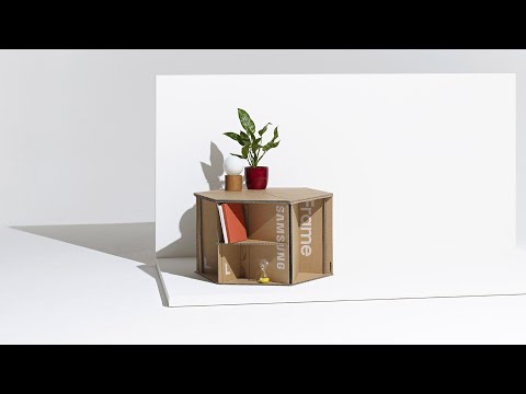Abigail Whitelow creates modular storage system from Samsung Eco-Package cardboard box