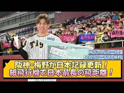 阪神・梅野が日本記録更新！紙飛行機で日本最長の飛距離！【なんJ/2ch/5ch/ネット 反応 まとめ/阪神タイガース/藤川球児/梅野隆太郎】