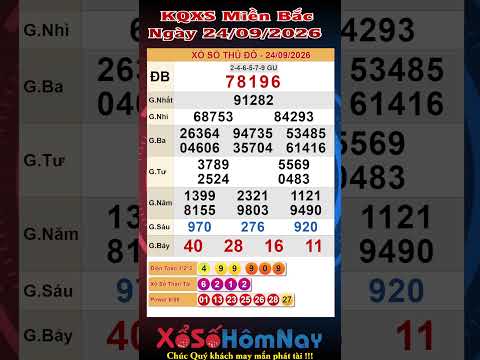 XSMB ngày 24/09/2026 - Trực Tiếp Xổ <strong>Số</strong> Miền <strong>Bắc</strong>  - KQXSMB  - Hà Nội  SXMB, xổ <strong>số</strong> thủ đô