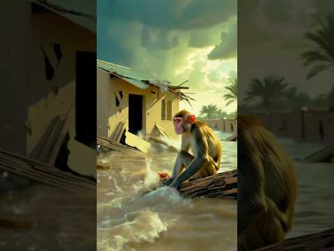 The sad story of a monkey and an old man 😢 together#monkey  #oldmanai #monkeyai