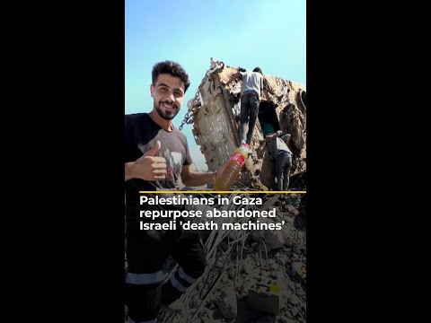 Palestinians use abandoned Israeli vehicle to help supply water in Gaza | AJ#shorts