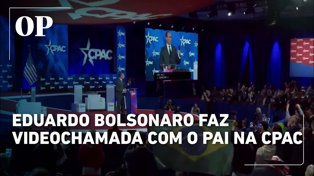 Eduardo Bolsonaro desafia Moraes e faz videochamada com o pai durante discurso na CPAC TV Online Eduardo Bolsonaro desafia Moraes e faz videochamada com o pai durante discurso na CPAC