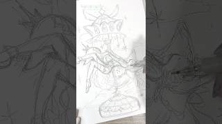 🎠🩷 何もないところから『白昼夢メリーゴーランド』の線画を描くメイキング🎨🦜#Shorts #watercolor #watercolorp