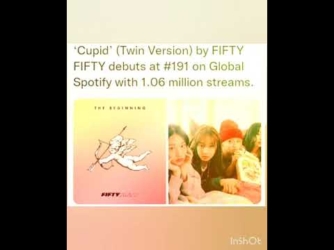 Cupid’ (Twin Version) by FIFTY FIFTY debuts at #191 on Global Spotify with 1.06 million streams.