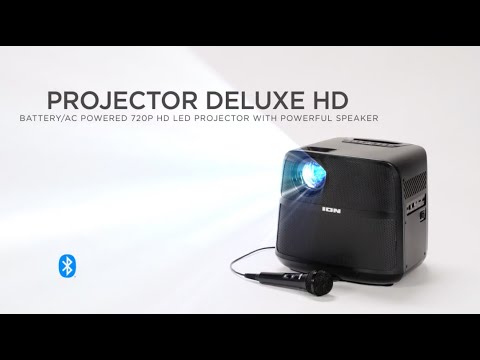 ION Audio Projector Deluxe HD - Battery/AC Powered LED Bluetooth Projector with Powerful Speaker