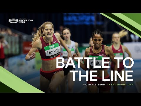 Horvat 🇸🇮 edges out Hailu 🇪🇹 on the finish line of the women's 800m 👀 | World Indoor Tour 2023