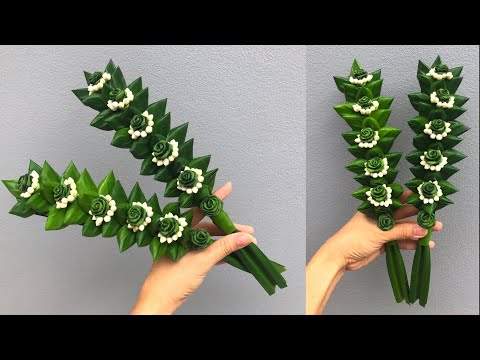 พับใบเตยดอกกุหลาบ ล้อมพุด | DIY Pandan Leaves 
