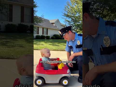 El policía iba al trabajo… <strong>hasta</strong> que vio a este pequeño conductor 😂🚔 #Policia #Bebe #<strong>viral</strong> #shorts