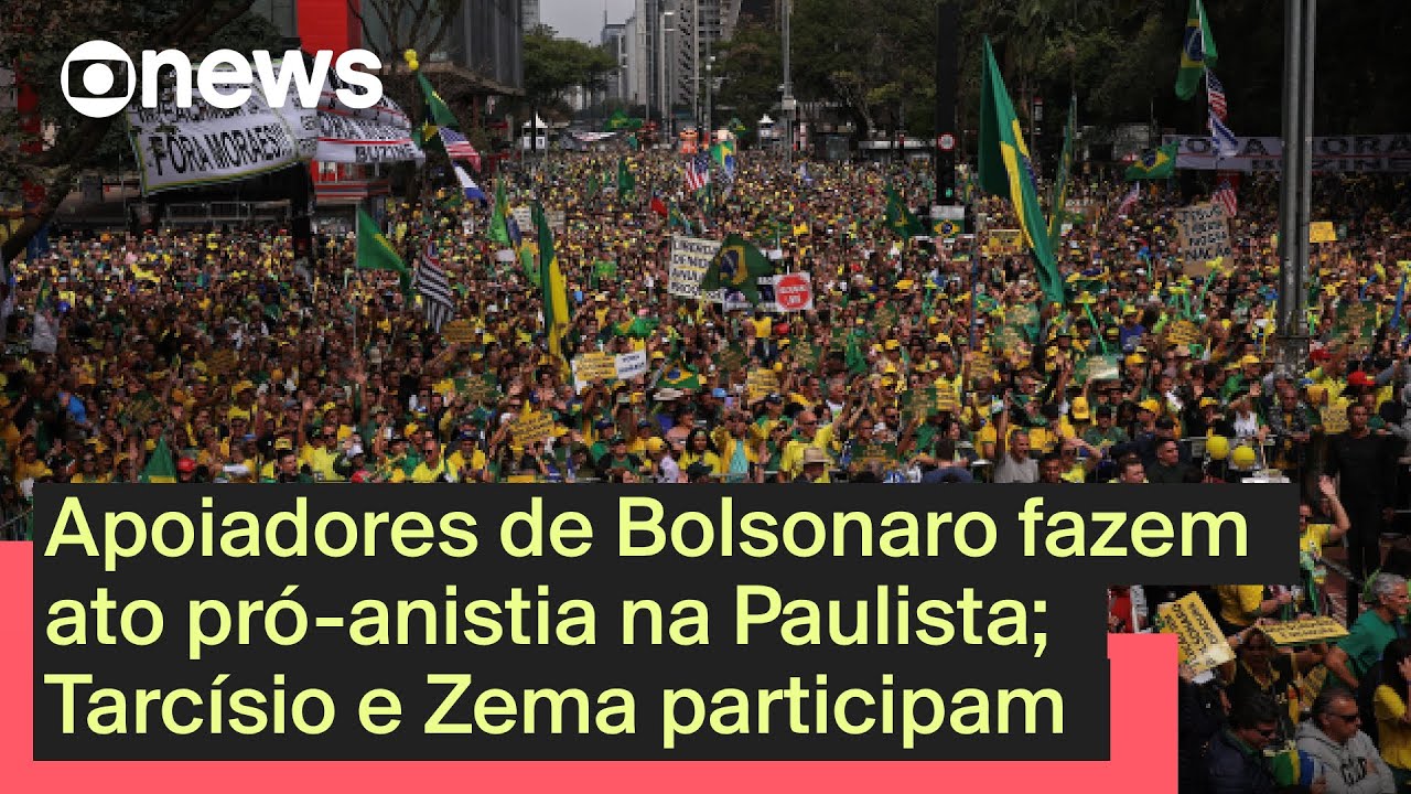 Apoiadores de Jair Bolsonaro fazem ato na Avenida Paulista Tarcísio e Zema participam
