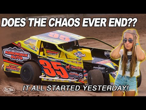 Broken Parts And Backup Cars! Chaotic Day With The Super DIRTcar Series At Albany Saratoga Speedway - dirt track racing video image
