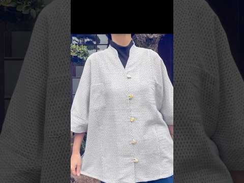 着物地のスキッパーブラウス