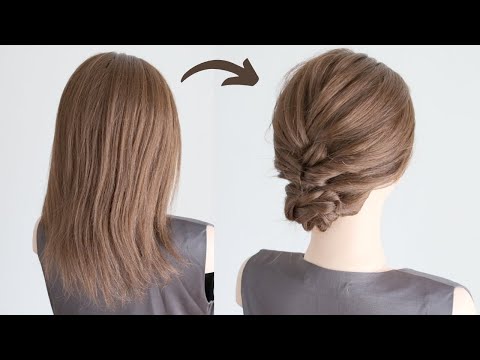 [ヘアアレンジ ミディアム] 三つ編みで作る結婚式にオススメのまとめ髪/[Medium Hairstyle] Recommended Wedding Updo with Braids