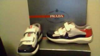 red and white prada sneakers