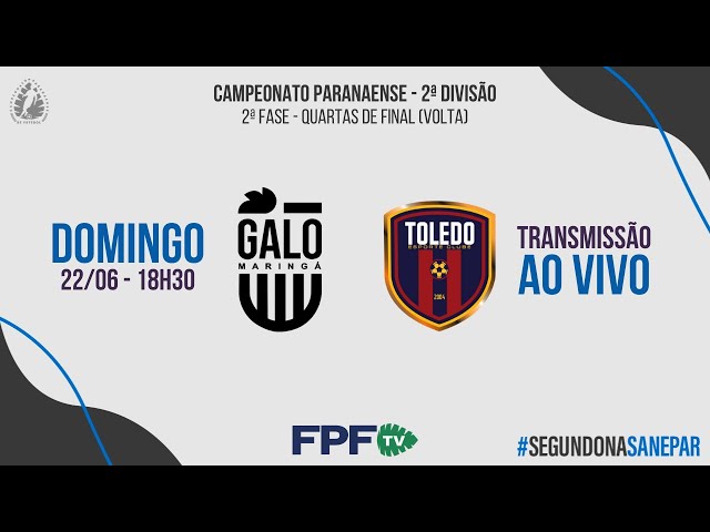 Na FPF TV você acompanha AO VIVO e DE GRAÇA a Segundona Sanepar! GALO MARINGÁ X TOLEDO - QUARTAS DE FINAL (VOLTA). 
Siga nossos perfis nas redes sociais: @federacaopr
Curta, comente e ative as notificações para não perder nenhum lance!

| É Paranaense? É FPF TV! |