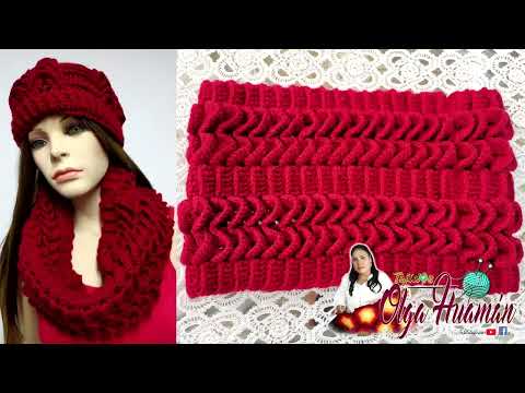 Gorro tejido a crochet en punto cocodrilo y relieves paso a paso
