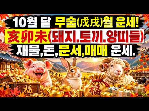 10월 달 무술(<strong>戊</strong>戌)월 해묘미(돼지,토끼.양띠) 생들은 삼재(?)까지 겹치고 천살이 들어와서 반드시 조심하고 주의해야 하는 것은?