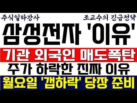 [삼성전자 주가전망 조교수] 기관 외국인 매도폭탄 터진 진짜 이유! FOMC 임박! 월요일 갭하락 당장 준비하세요!