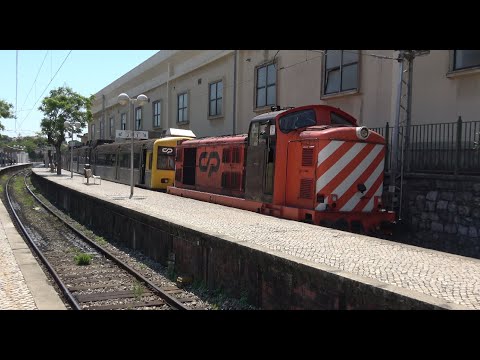 Suburban Trains Passage, Diesel Electric Loco Towing To The Oeiras Workshops