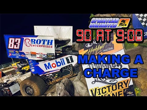 SprintCarUnlimited 90 at 9 for Wednesday, September 4th: McFadden and Roth make a High Limit charge - dirt track racing video image