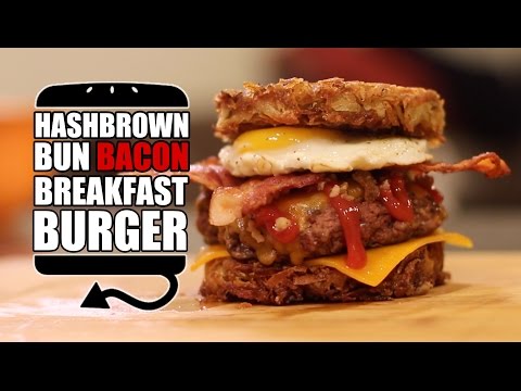 Hashbrown Bun Bacon Breakfast Burger Recipe  |  HellthyJunkFood - UCY1Yc3xA1aY0lqnKUTDTi7A