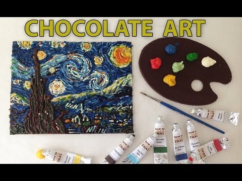 VAN GOGH Starry night in CHOCOLATE paint Speed Painting HOW TO COOK THAT Ann Reardon - UCsP7Bpw36J666Fct5M8u-ZA