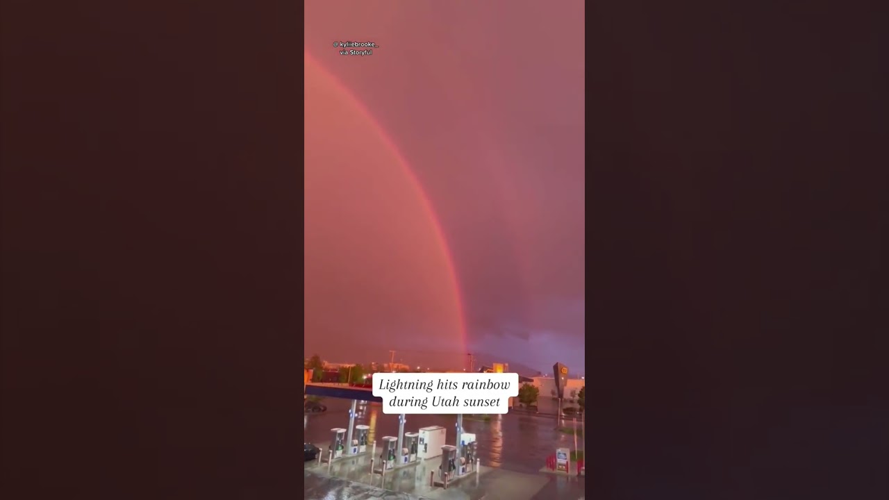Lightning, rainbow and sunset hit Utah sky at the same time #shorts