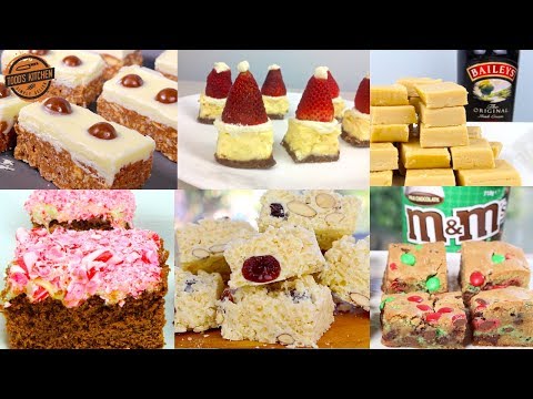 7 Top Christmas Slice Recipes | M&M, Malteser, Santa Hat, White Chocolate, Candy Cane, Baileys