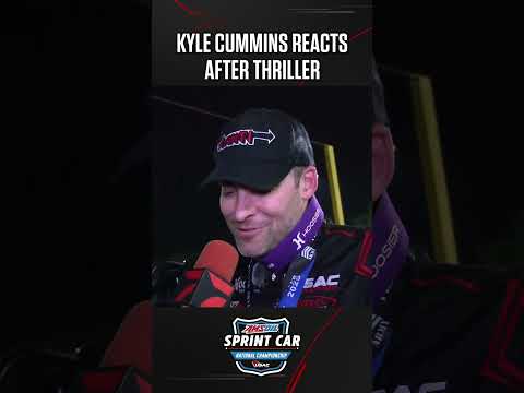 🤠 From the top rope, Kyle Cummins emotional after thrilling move on restart #usac  🏁🏆 - dirt track racing video image