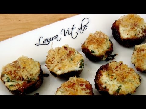 Ricotta Stuffed Mushrooms - Recipe by Laura Vitale - Laura in the Kitchen Episode 155 - UCNbngWUqL2eqRw12yAwcICg