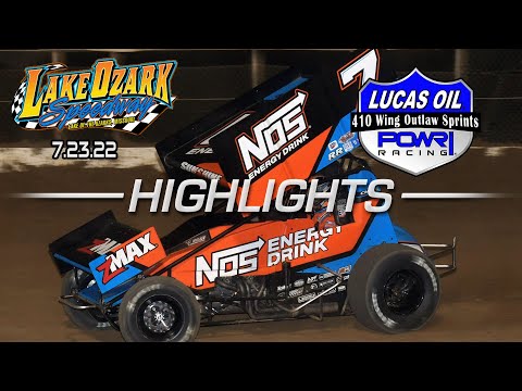 7.23.22 Lucas Oil POWRi Wing 410 Outlaw Sprint League Highlights | Lake Ozark Speedway - dirt track racing video image
