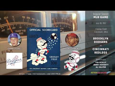 Brooklyn Dodgers vs Cincinnati Redlegs - Scully - Radio Broadcast video clip