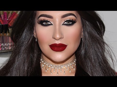 ULTRA GLAM Special Occasion Makeup Tutorial Champagne Gold Glitter + Dark Red Lips | Melissa Samways - UCW6Y7bWm7MaJyJY2M0Zduig